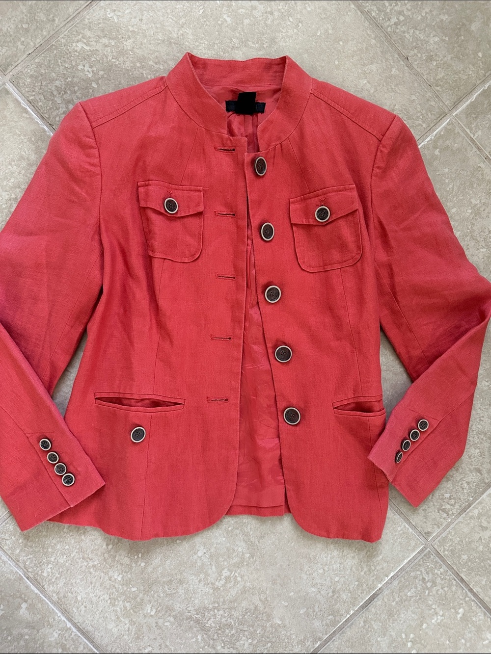 Style & Co. Coral-Red Button Front Blazer